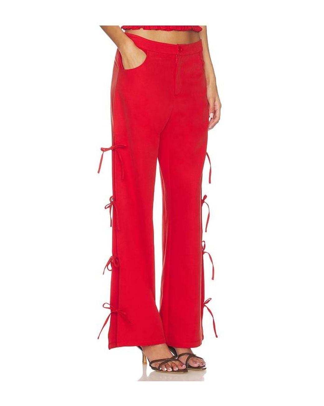LNA Red Delia Tie Side Pant