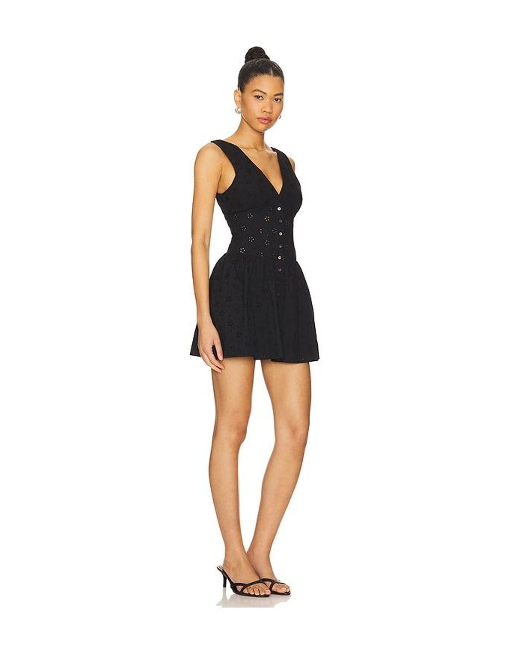 Frankie's Bikinis Marley Eyelet Mini Dress in Black | Lyst