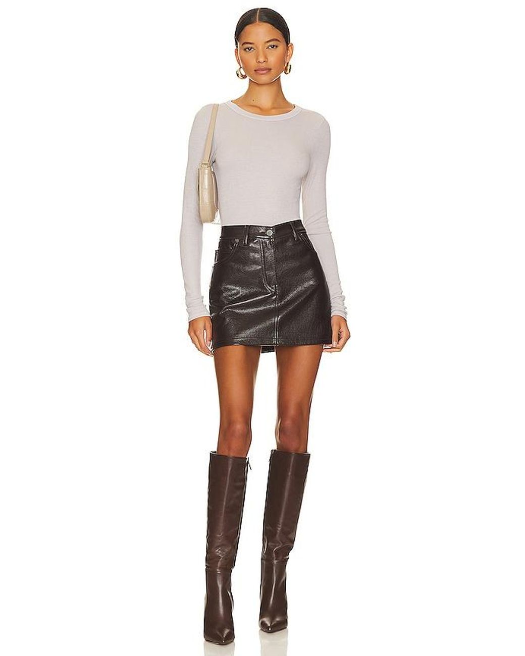 Enza Costa Natural Silk Knit Long Sleeve Tuck Top