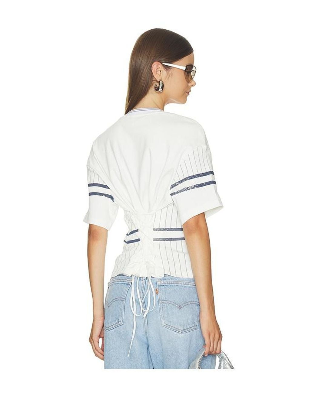 OFF SEASON White Femme Lace-Back Graphic Tee