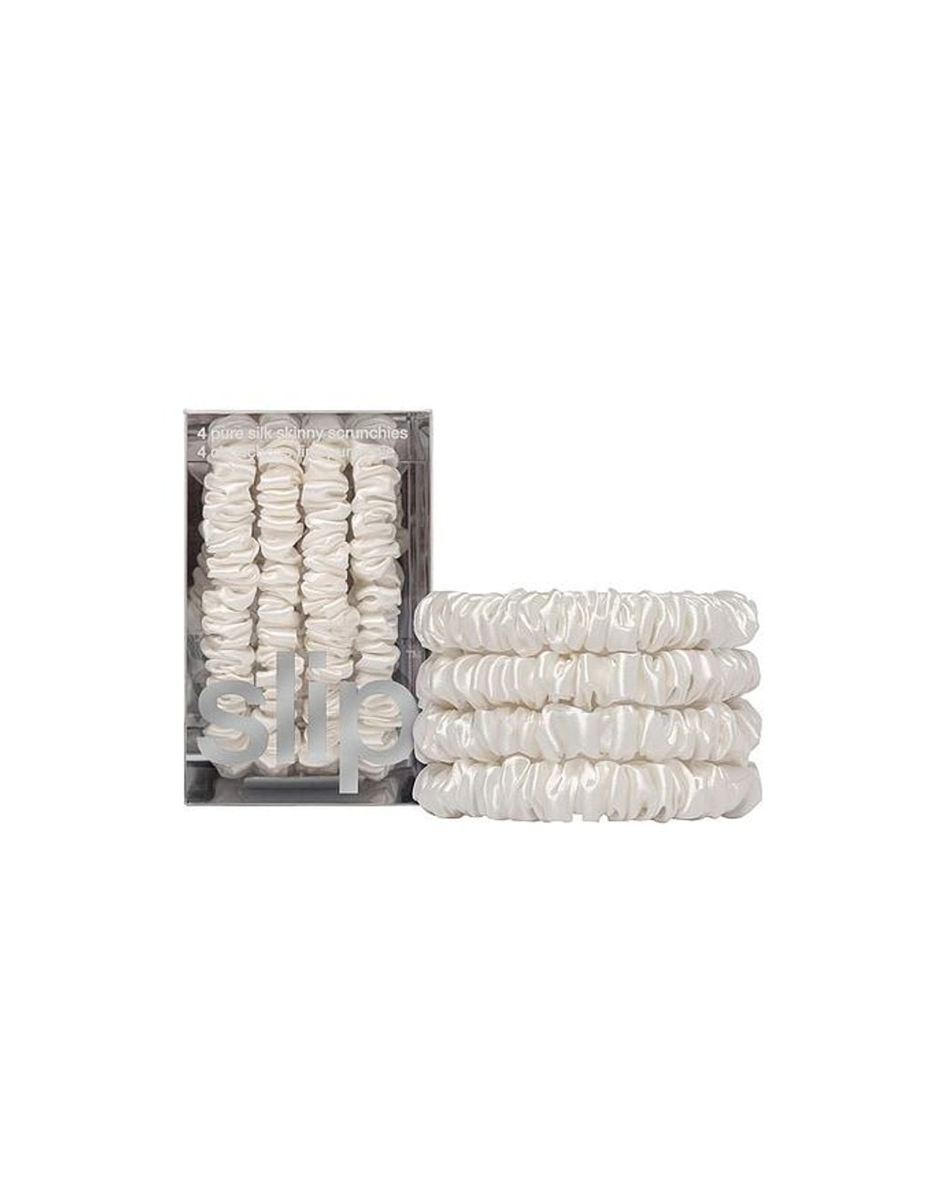 Slip White Skinny Scrunchies Set Of 4