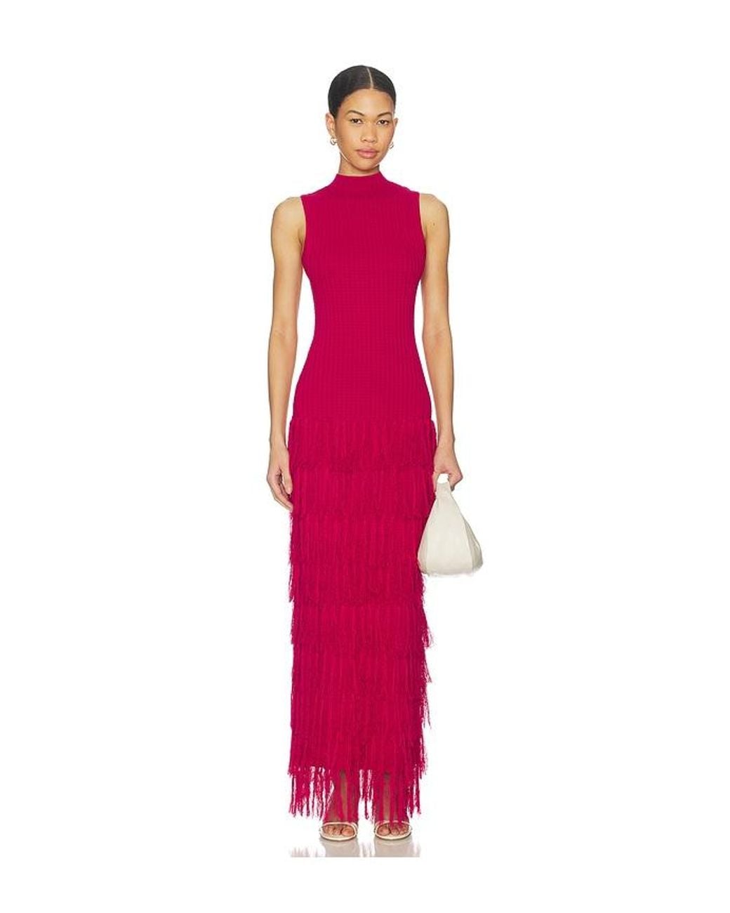 YELLOW THE LABEL Pink Phoebe Fringe Dress
