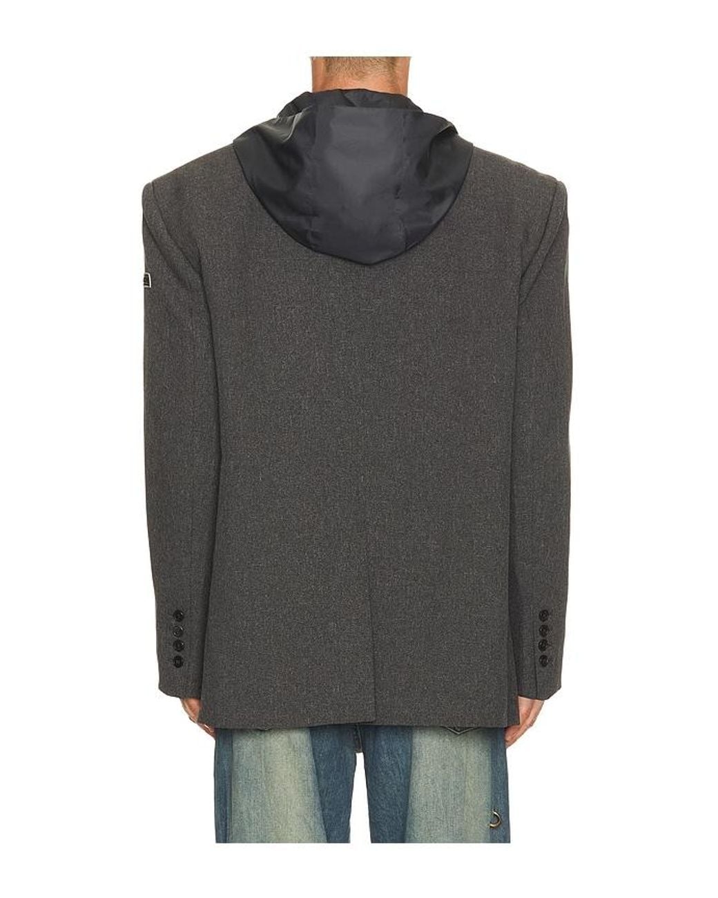 we11done Black Hood Detachable Blazer for men