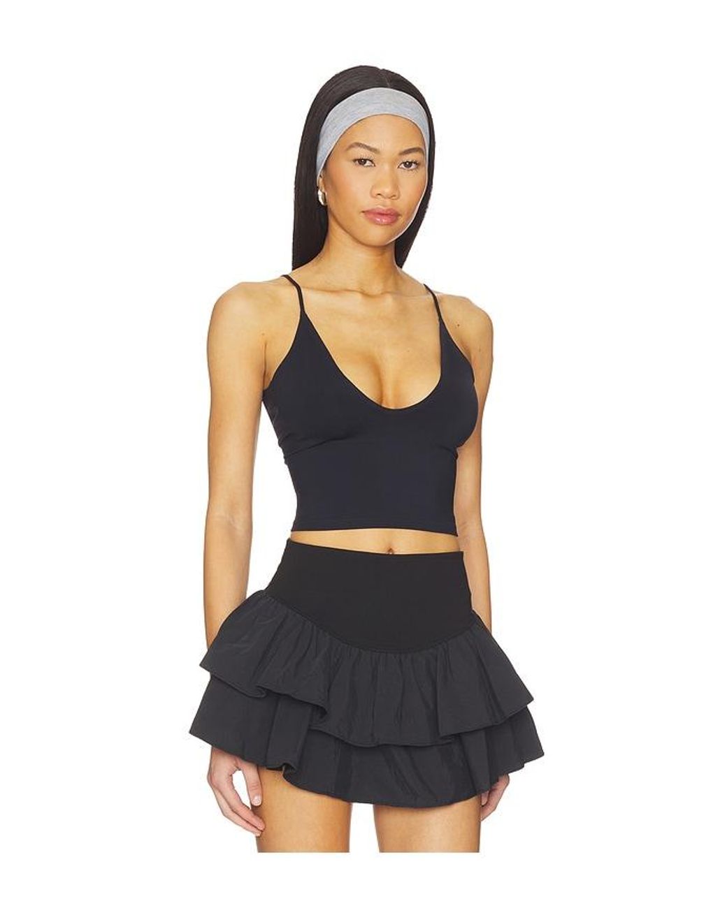 Free People Black Round Two Skinny Strap Tank