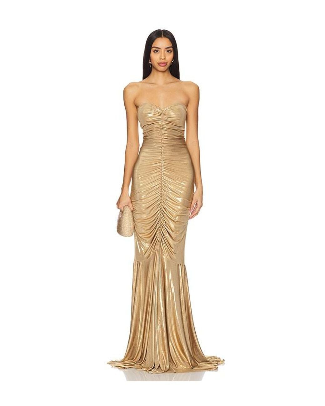 Norma Kamali Natural Strapless Shirred Front Fishtail Gown