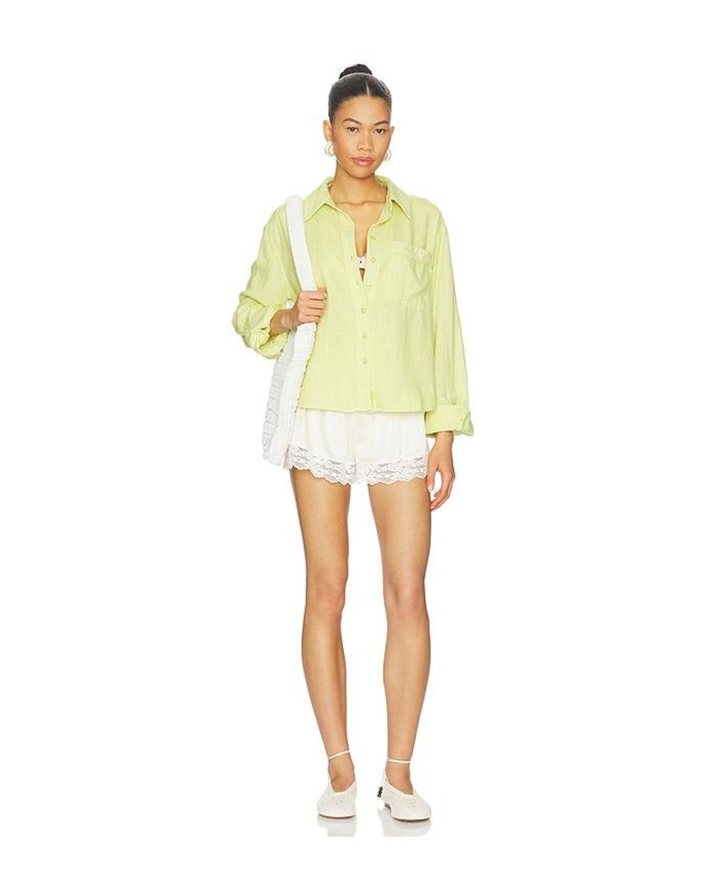 Free People Yellow X We The Free Linen Laurel Top