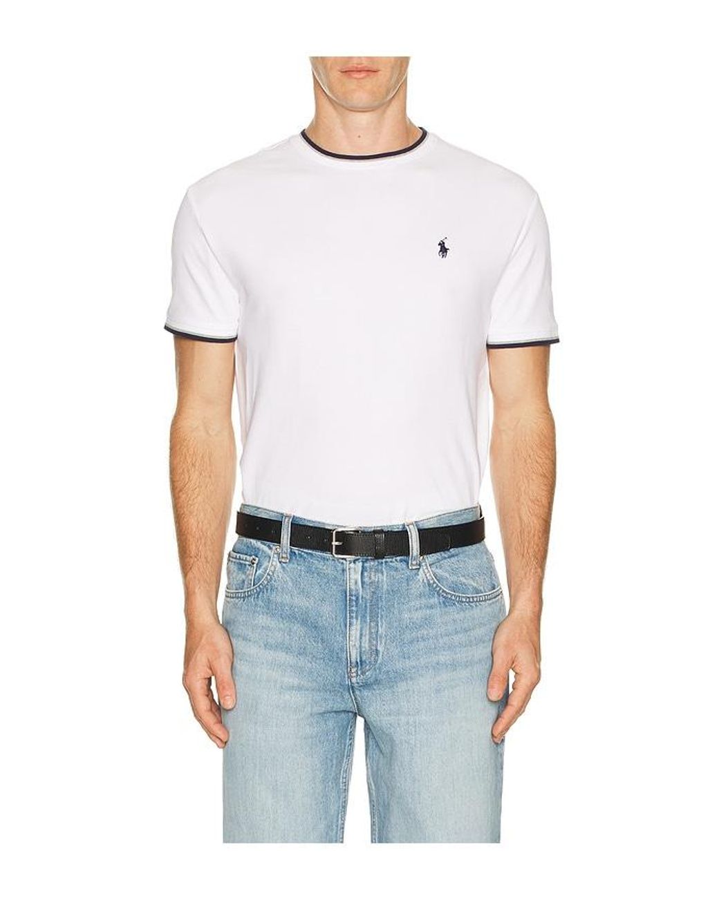 Polo Ralph Lauren White Short Sleeve Stretch Mesh Crewneck Tee W Tipping Collar for men