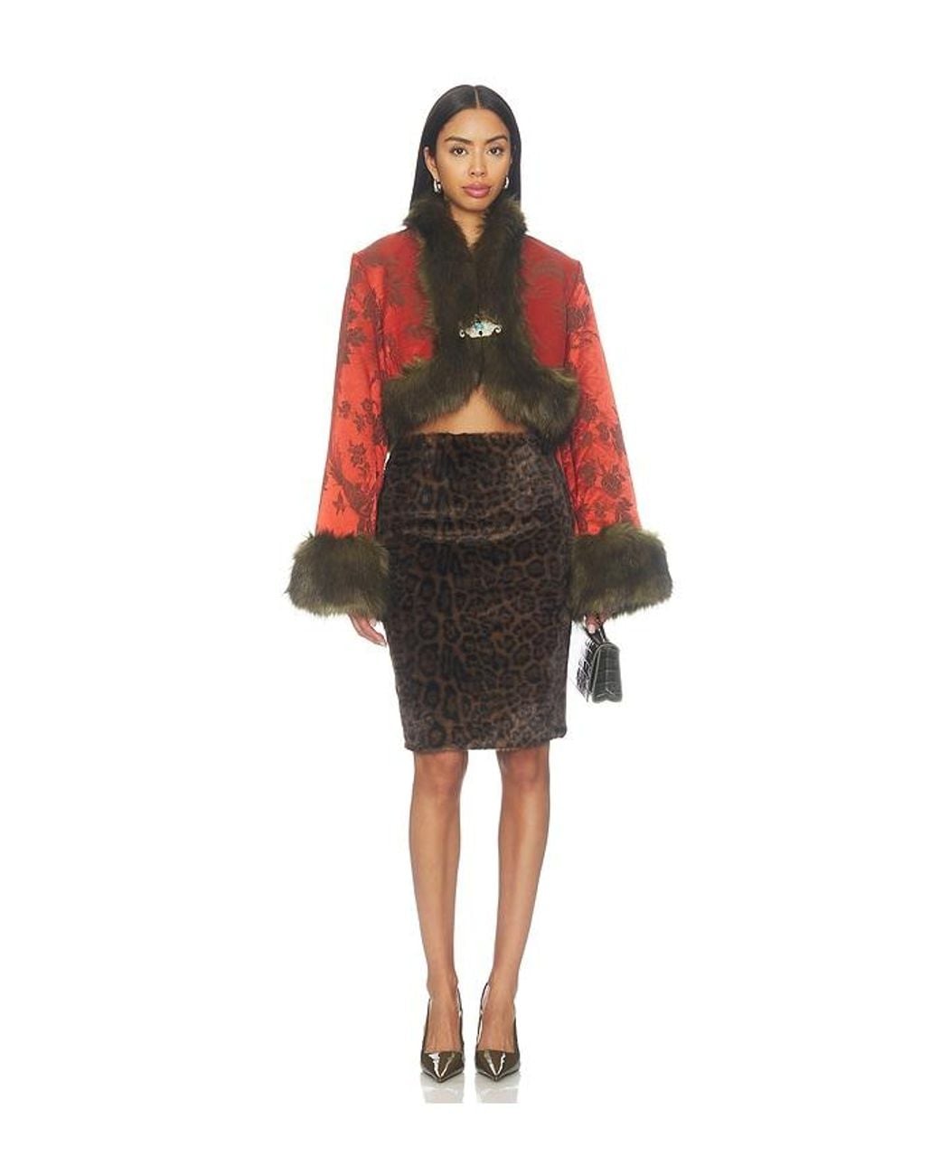 Kim Shui Black Moon Leopard Pencil Skirt