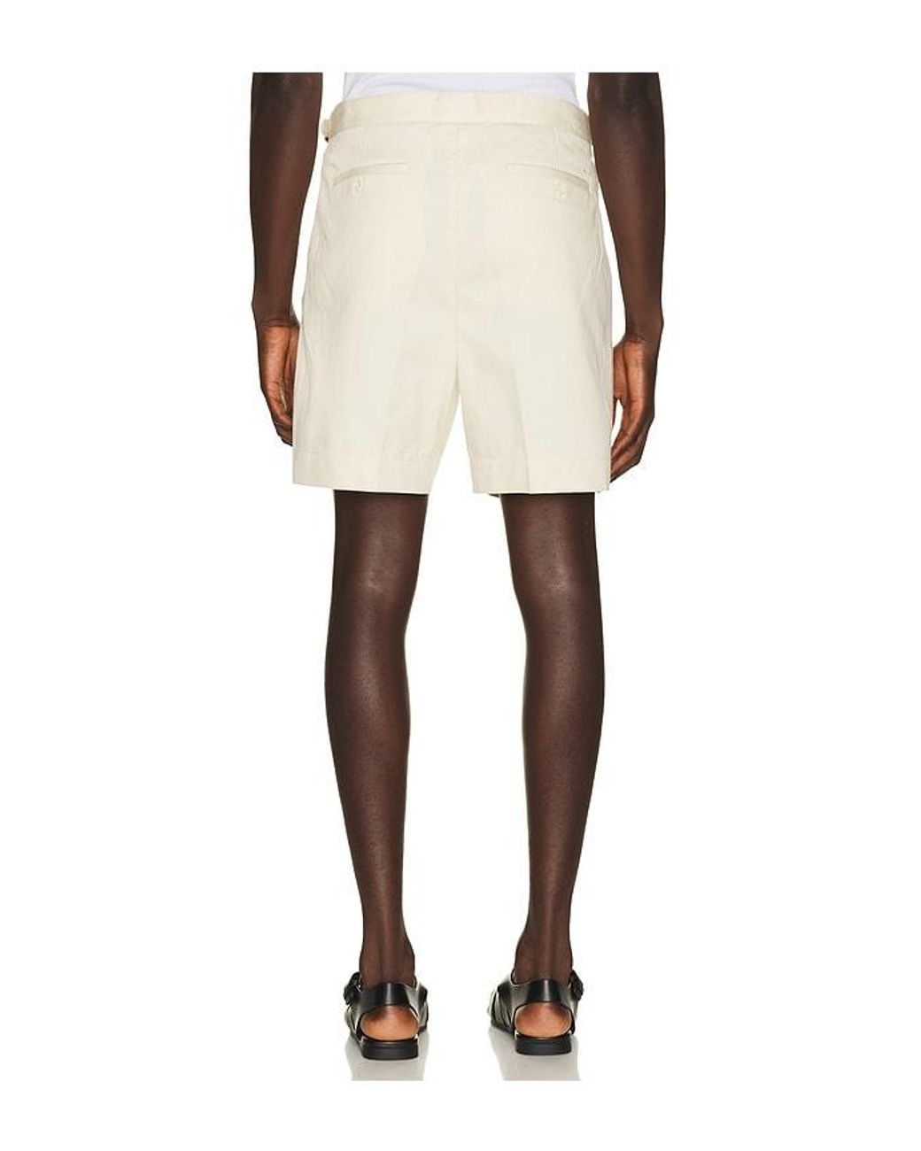 Percival Natural Blake Double Pleated Shorts for men