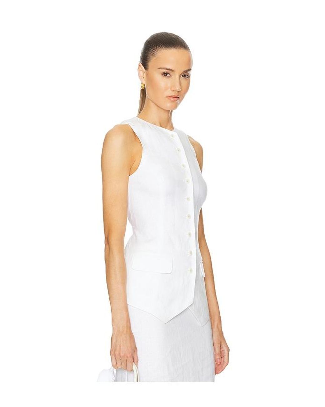 Helsa White Linen Button Tunic