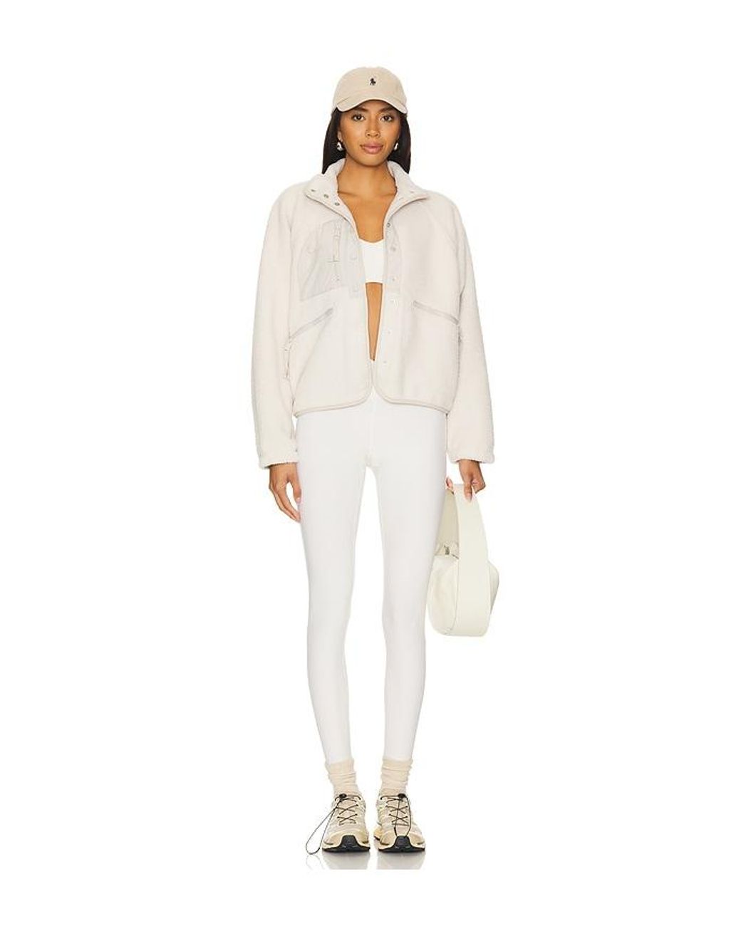 Free People White Fleece Ripstop Hooded Jacket