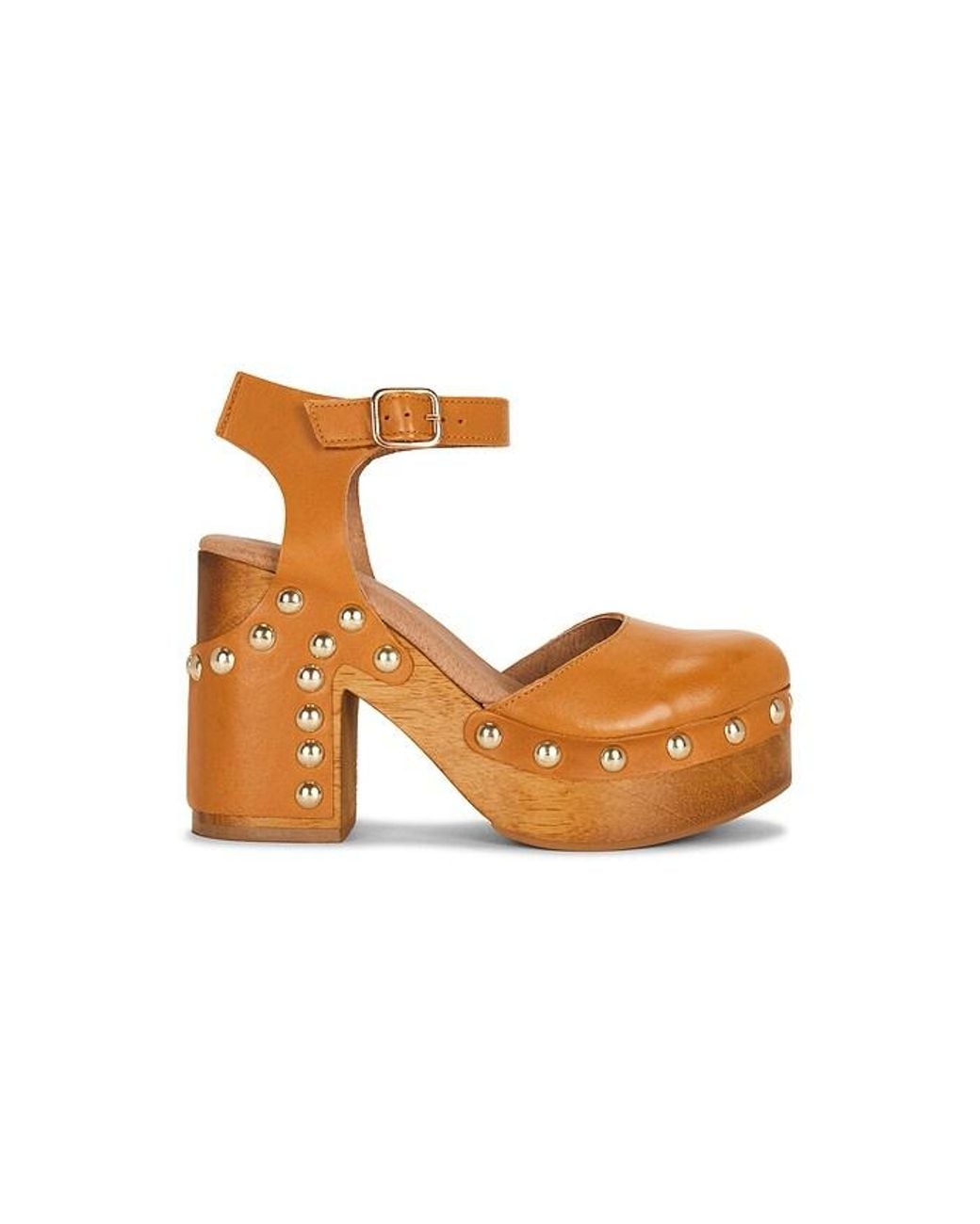 Free People Orange Cecelia Studded Clog