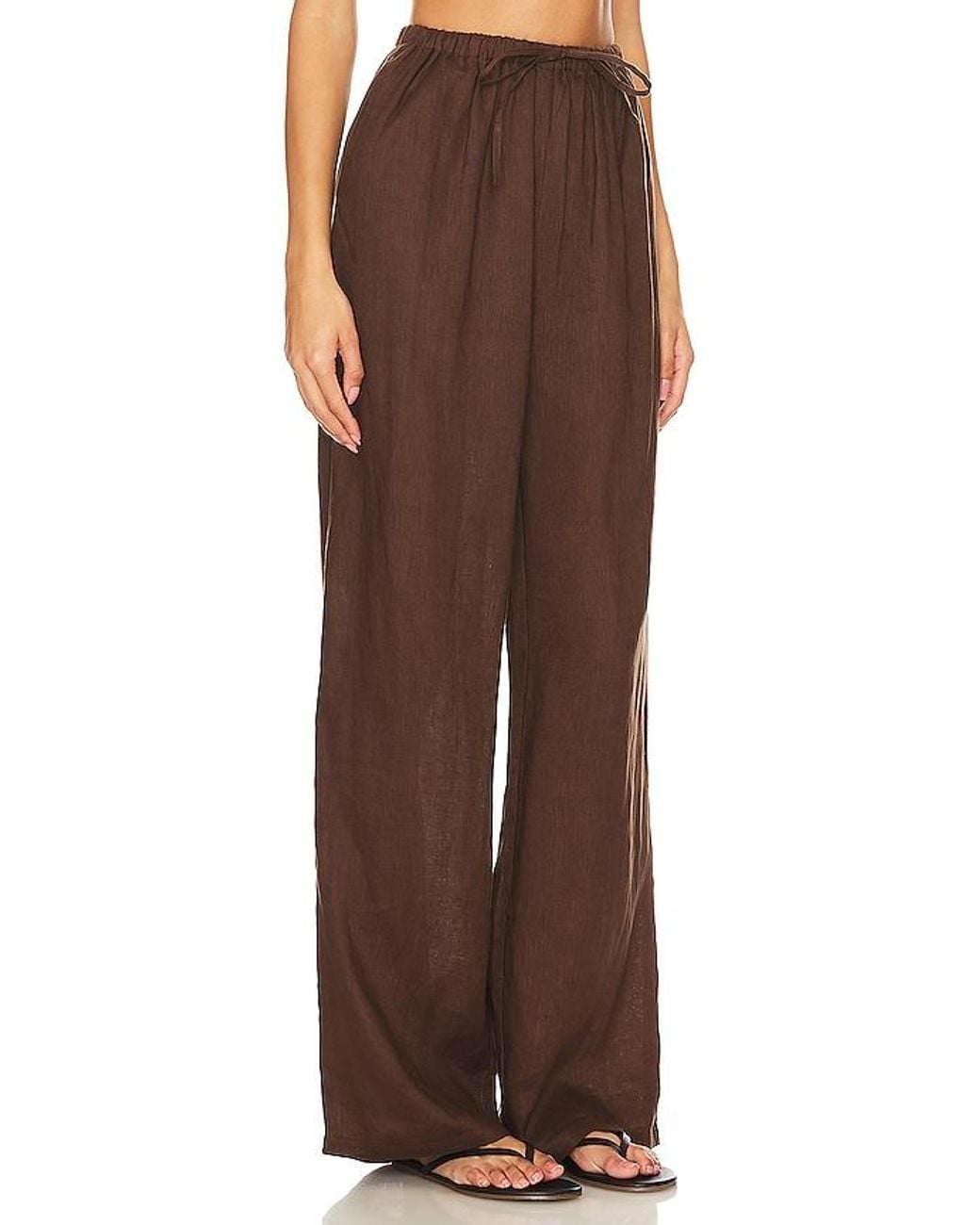 AEXAE Brown Linen Drawstring Trouser