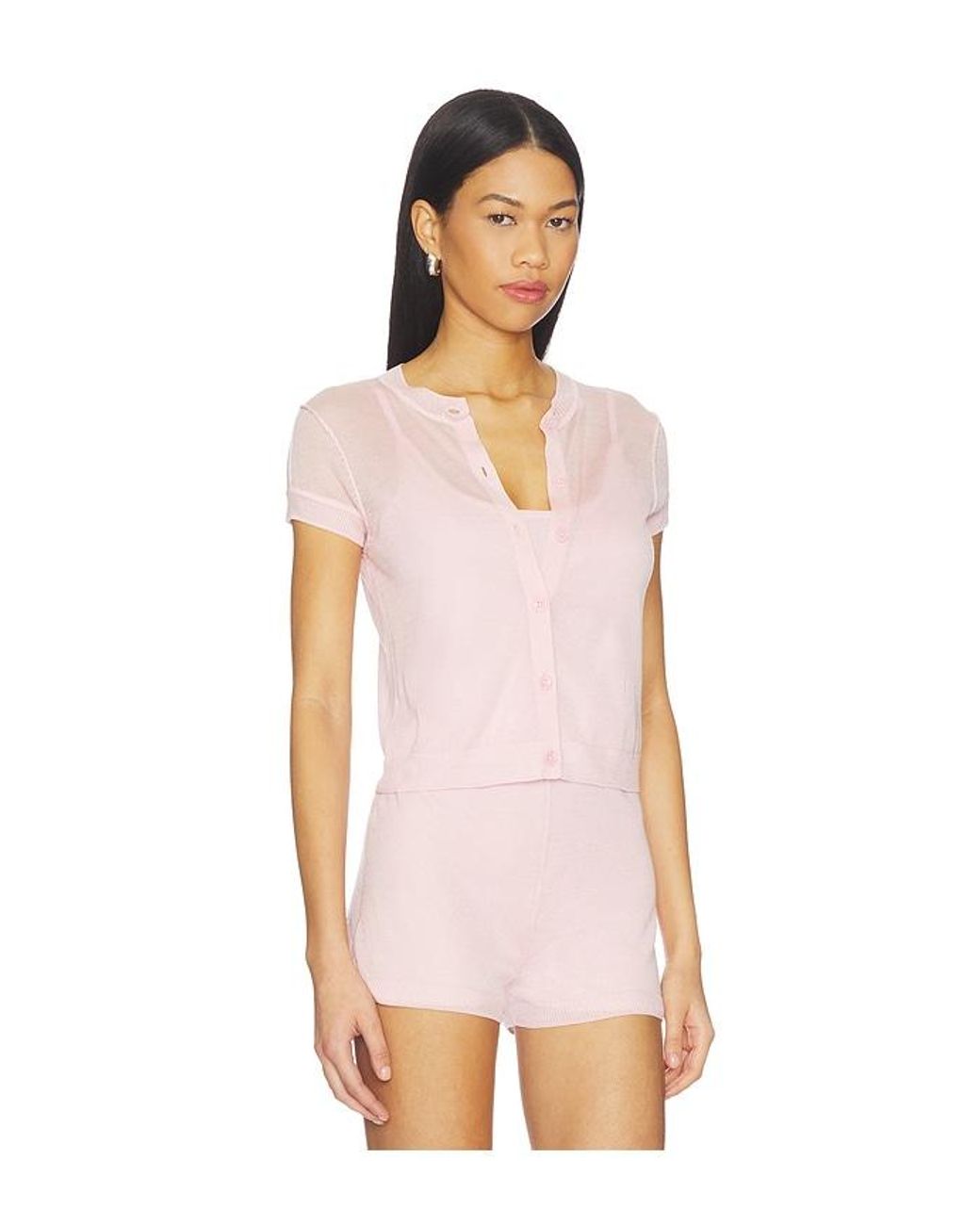 Central Park West Pink Serena Sheer Cardi With Cami Top