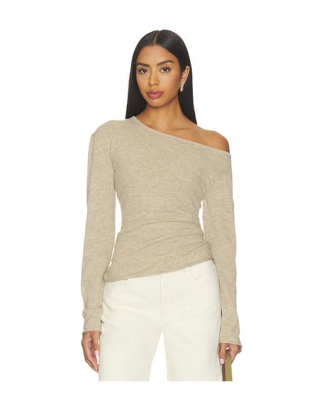 Helmut Lang Natural Draped Asym Top