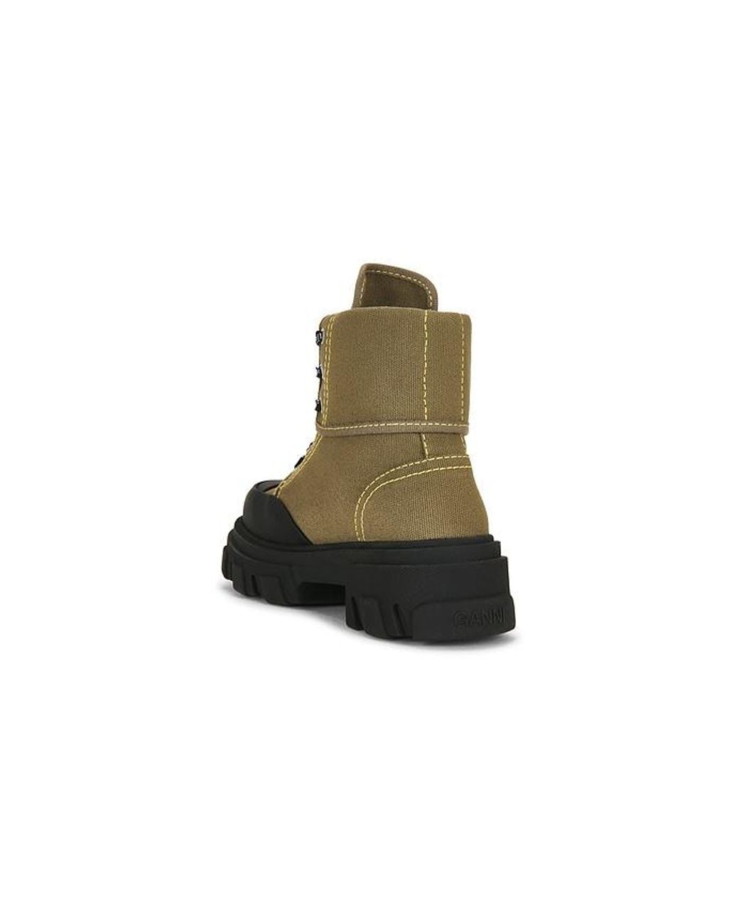 Ganni Green Cleated Canvas Trail Boot