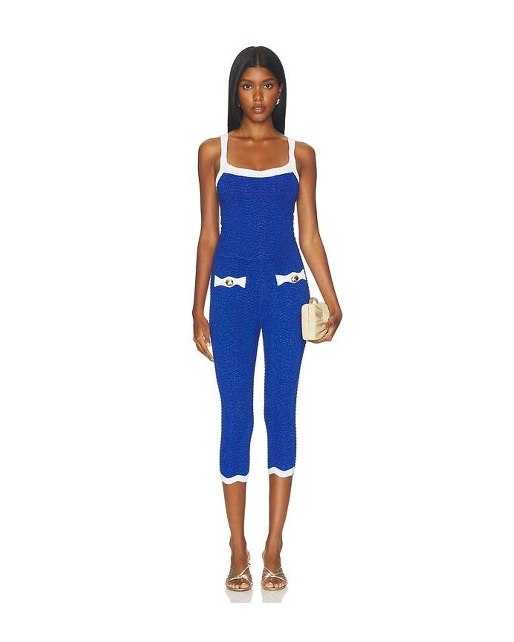 retroféte Blue Verene Knit Jumpsuit