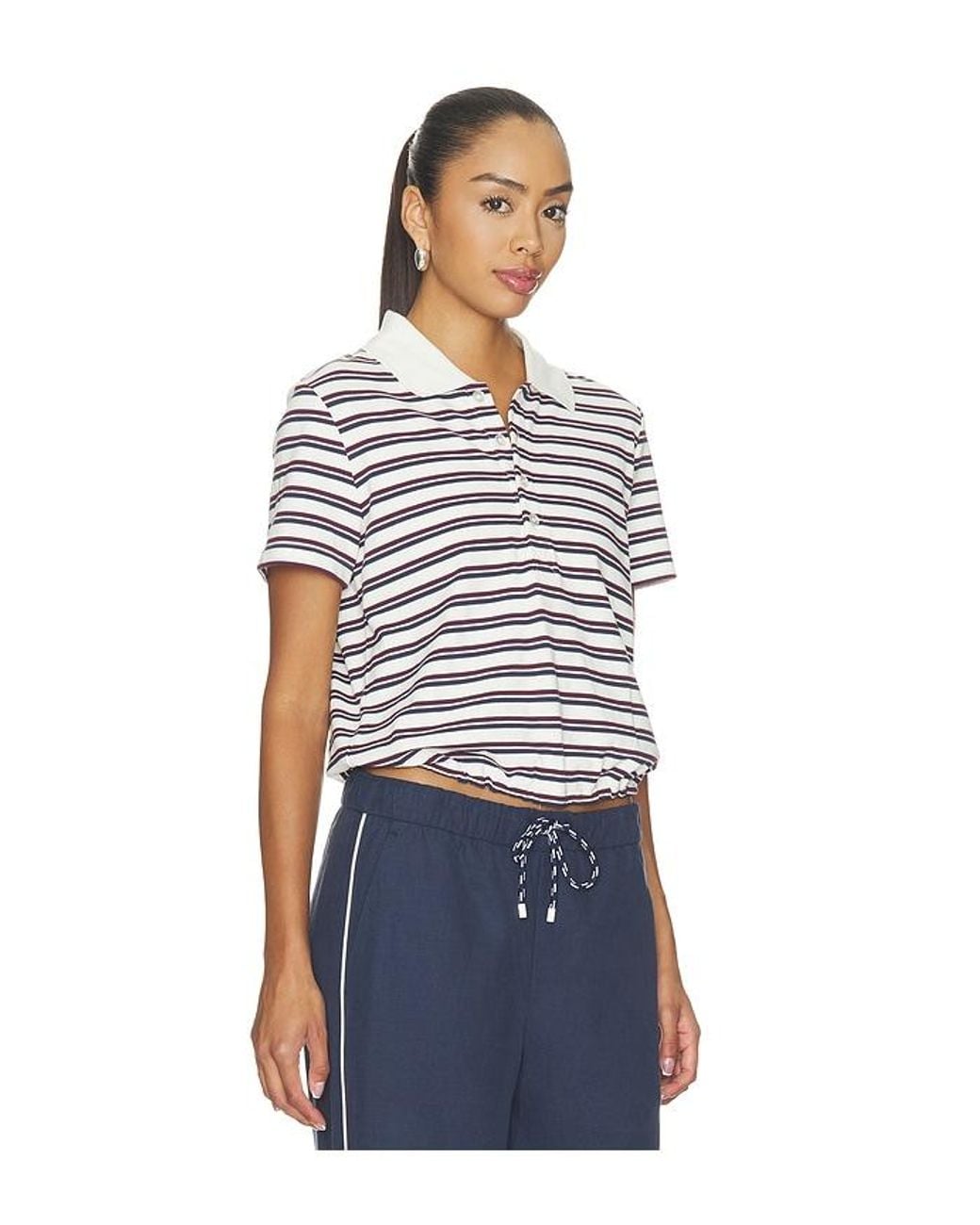 The Upside Blue Sophie Cropped Polo Shirt