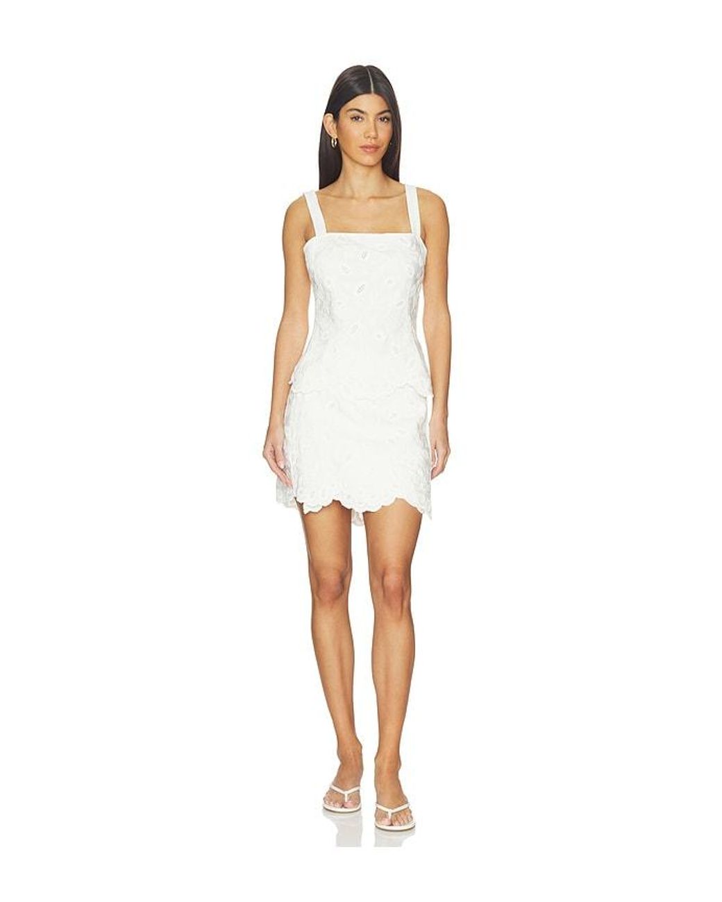 Jonathan Simkhai White Delaney Embroidered Linen Mini Skirt