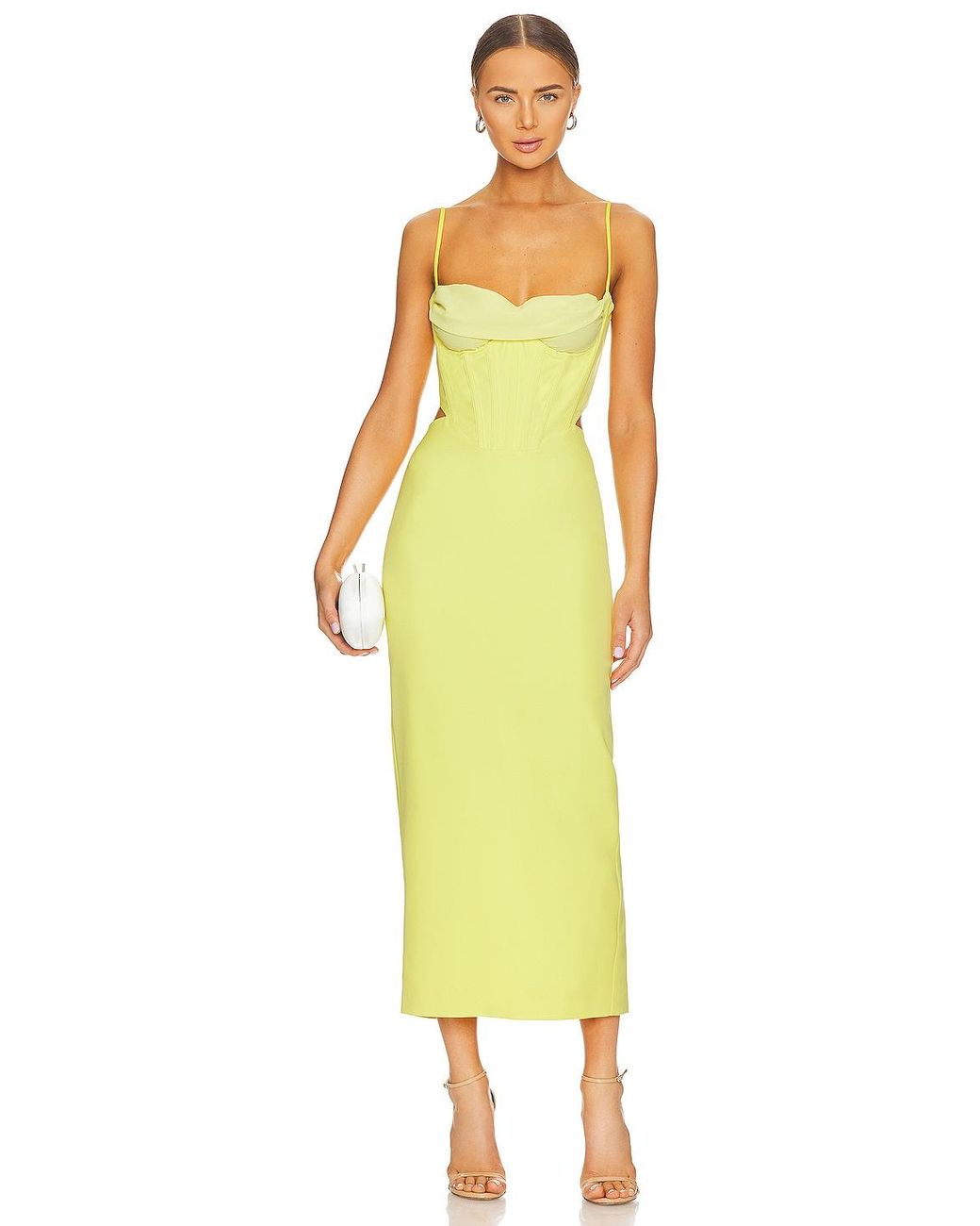 Bardot Martini Midi Dress in Yellow | Lyst