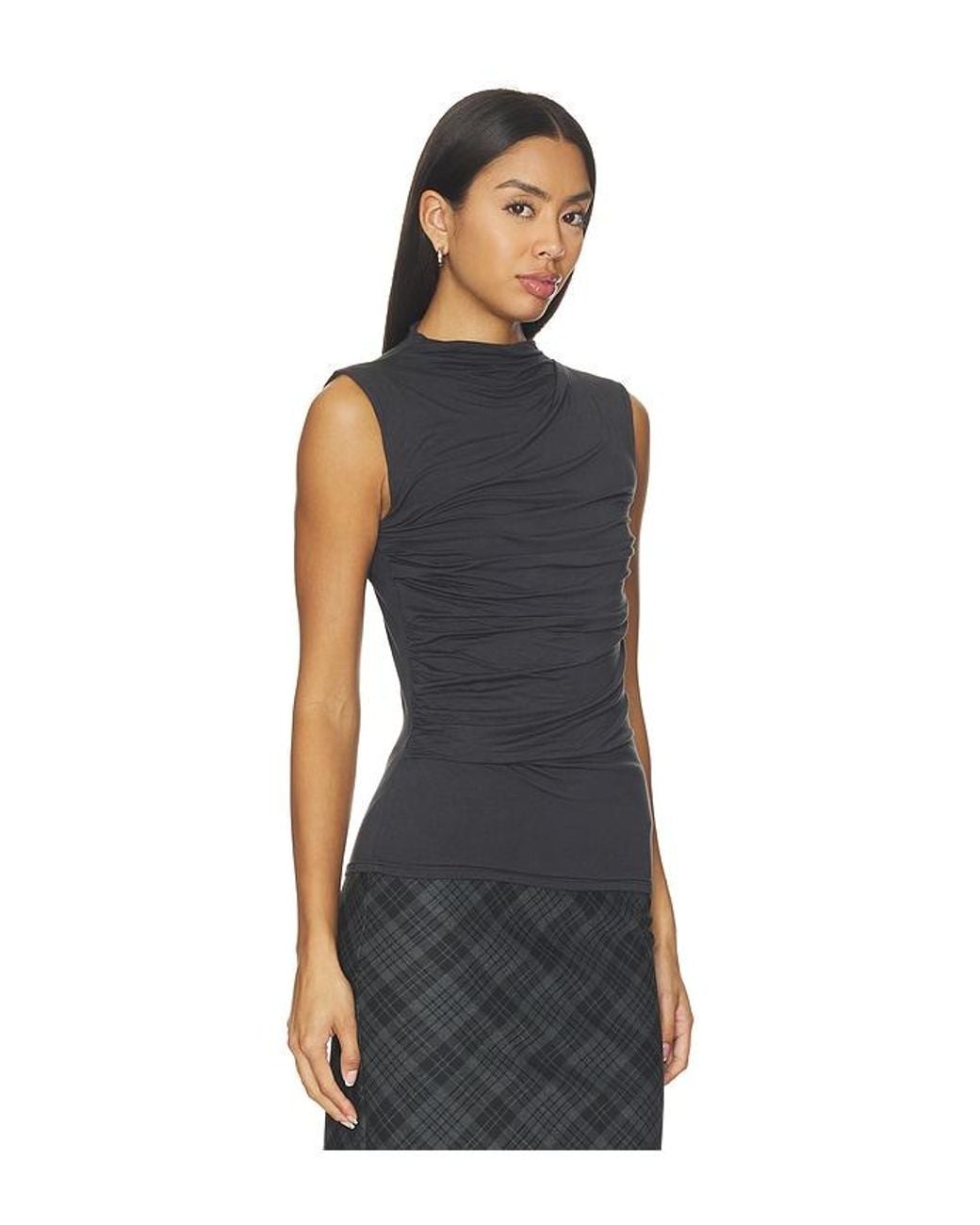 Enza Costa Black Fluid Viscose Jersey Sleeveless Twist Top