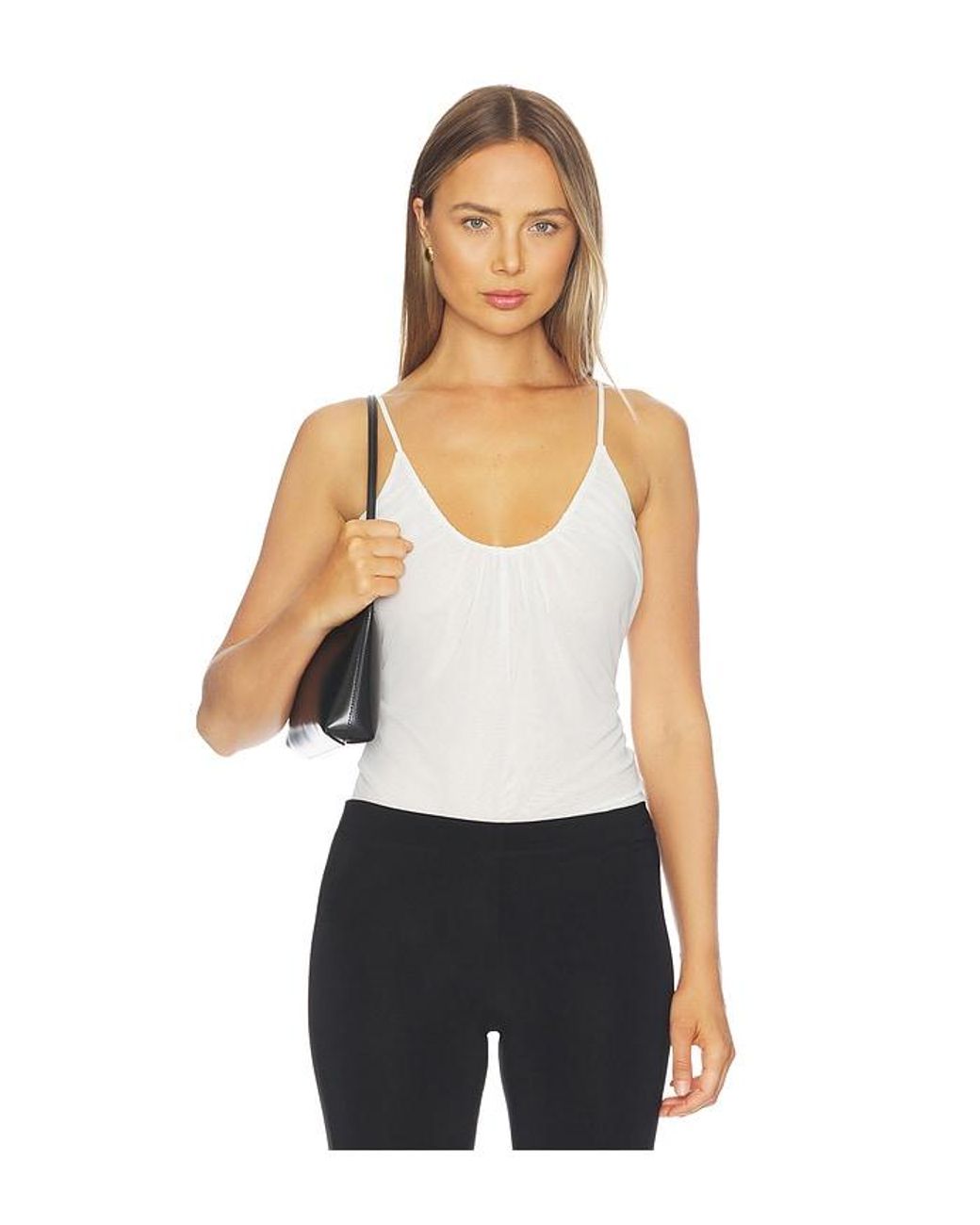 L'Agence White Gelina Ruched Bodysuit