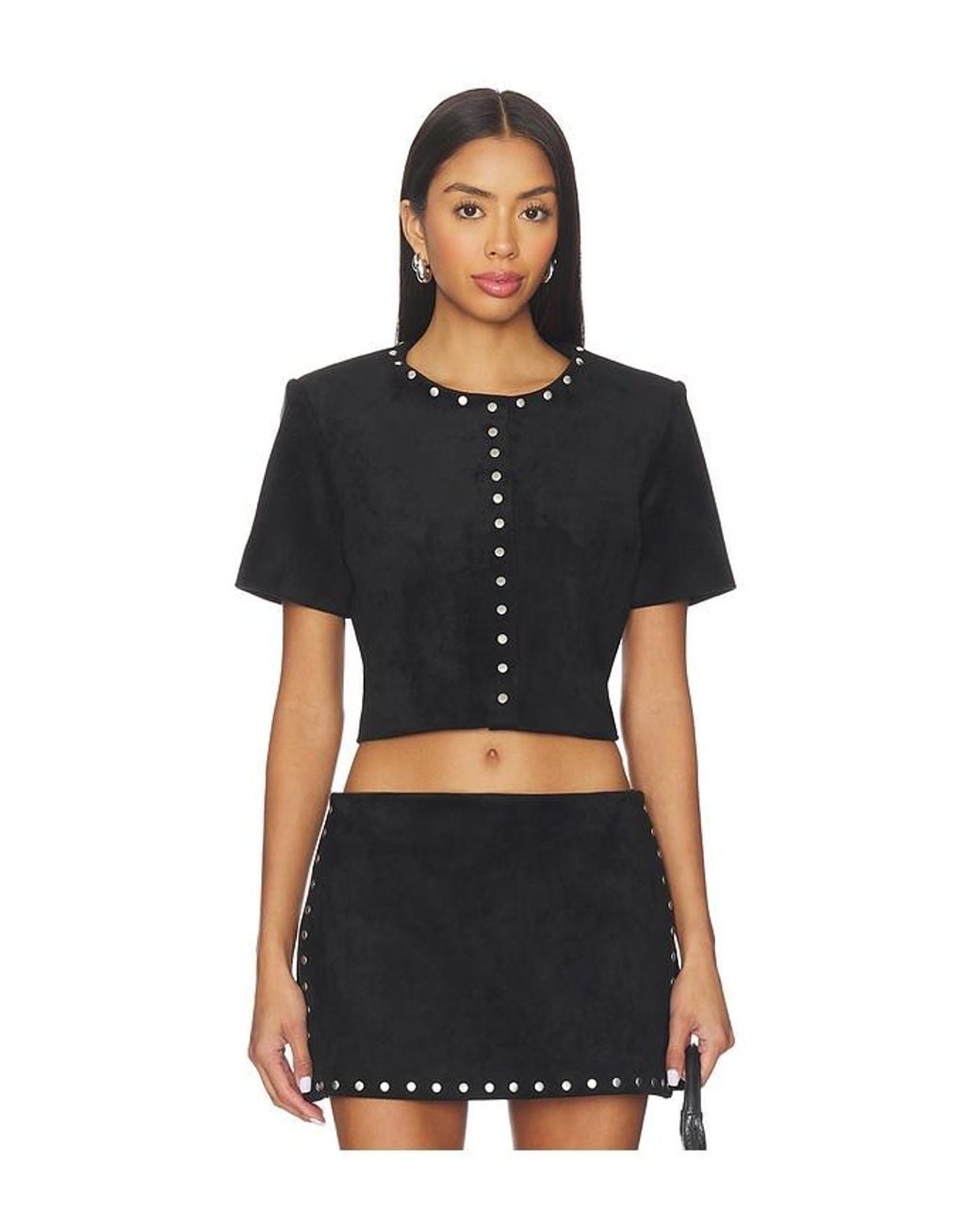 Amanda Uprichard Black Braswell Suede Top
