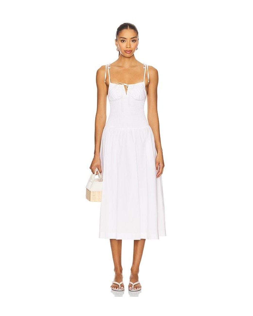 GUIZIO White Lura Midi Dress