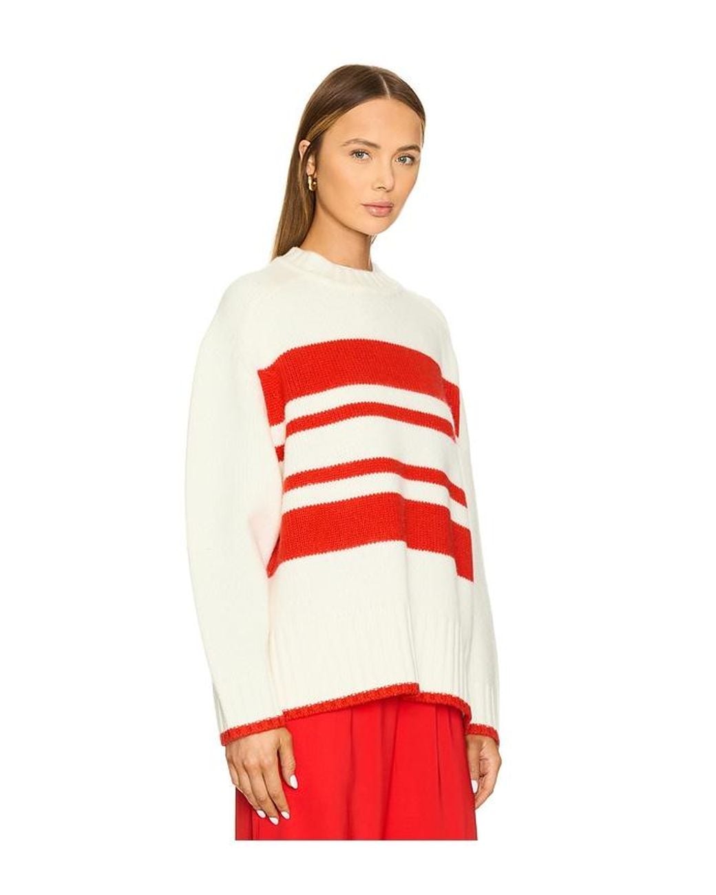 PULL RHEA en Cream Solid & Striped en coloris Red