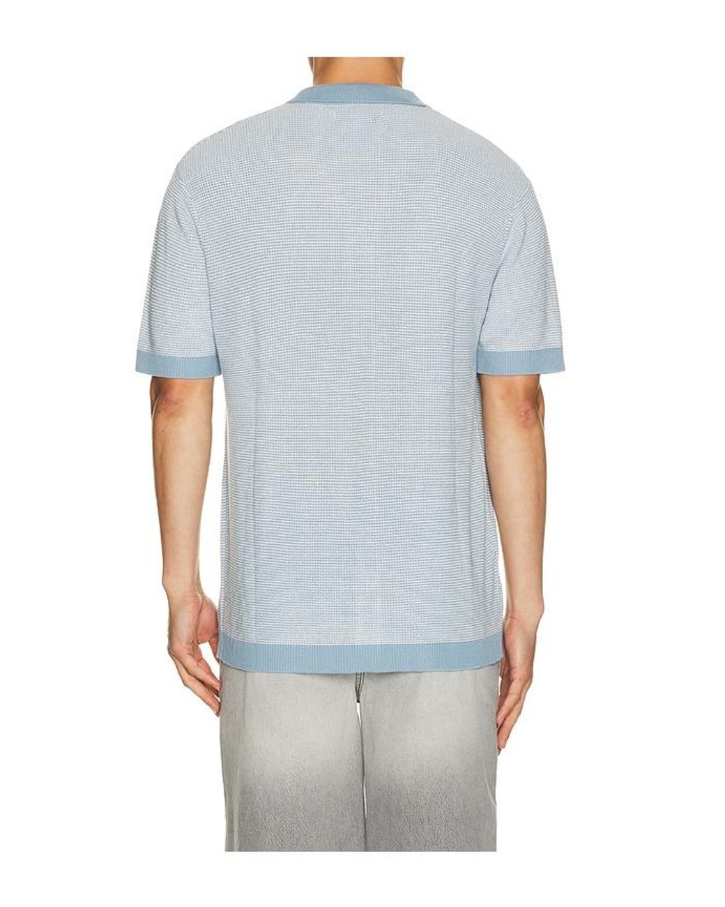 Vintage Summer Blue Sweater Knit Shirt for men