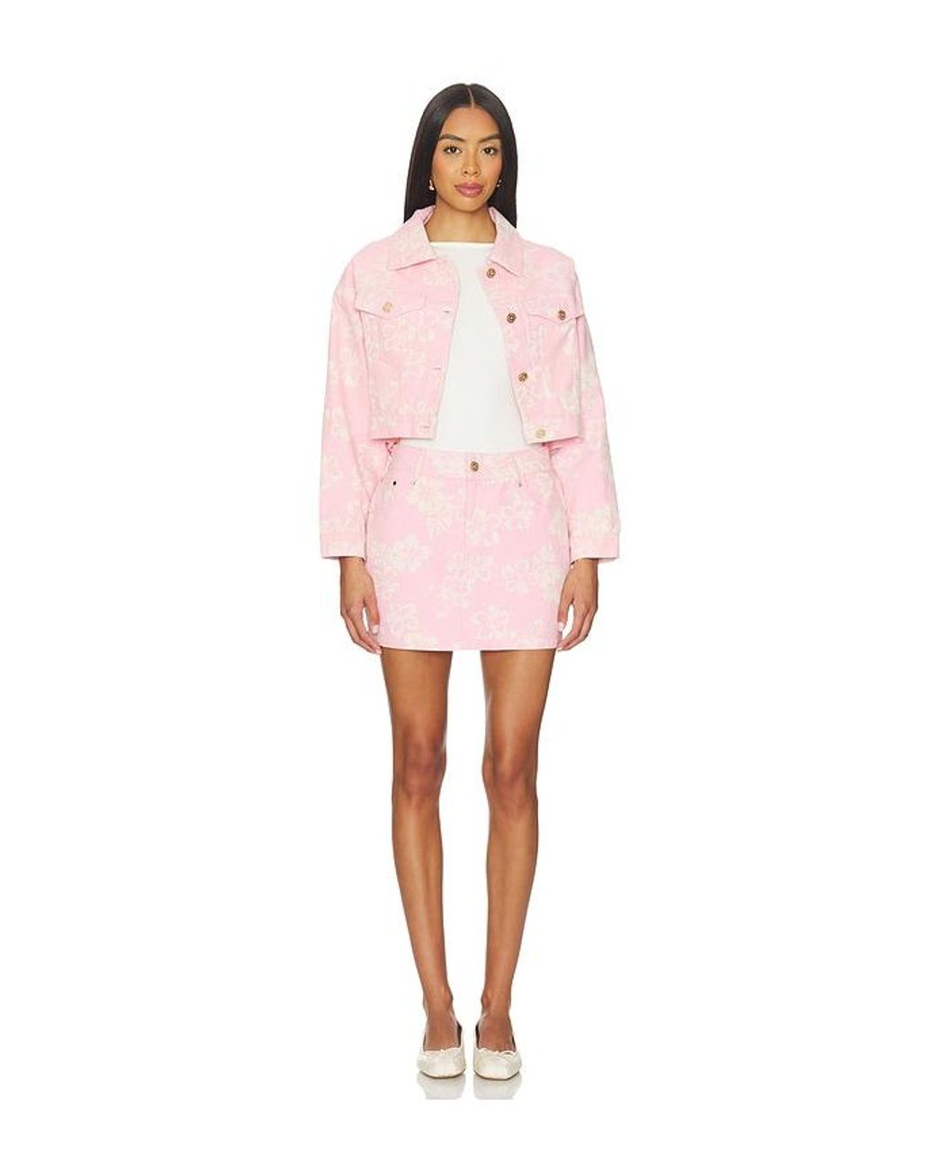 Kulani Kinis Pink Pixie Cropped Denim Jacket
