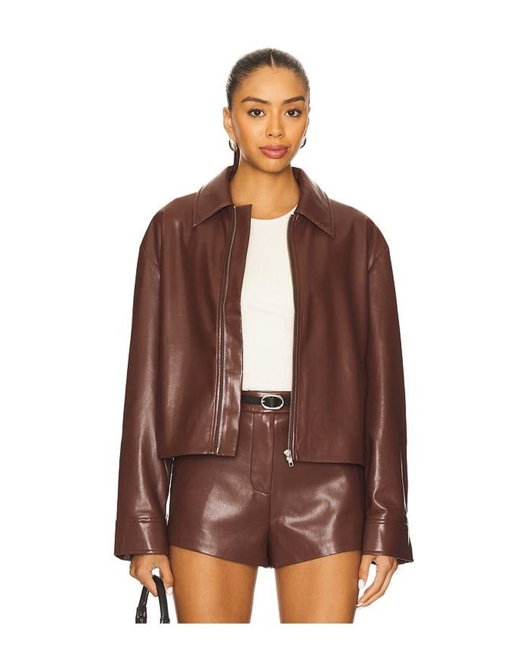 House of Harlow 1960 Brown X Revolve Rapha Faux Leather Jacket