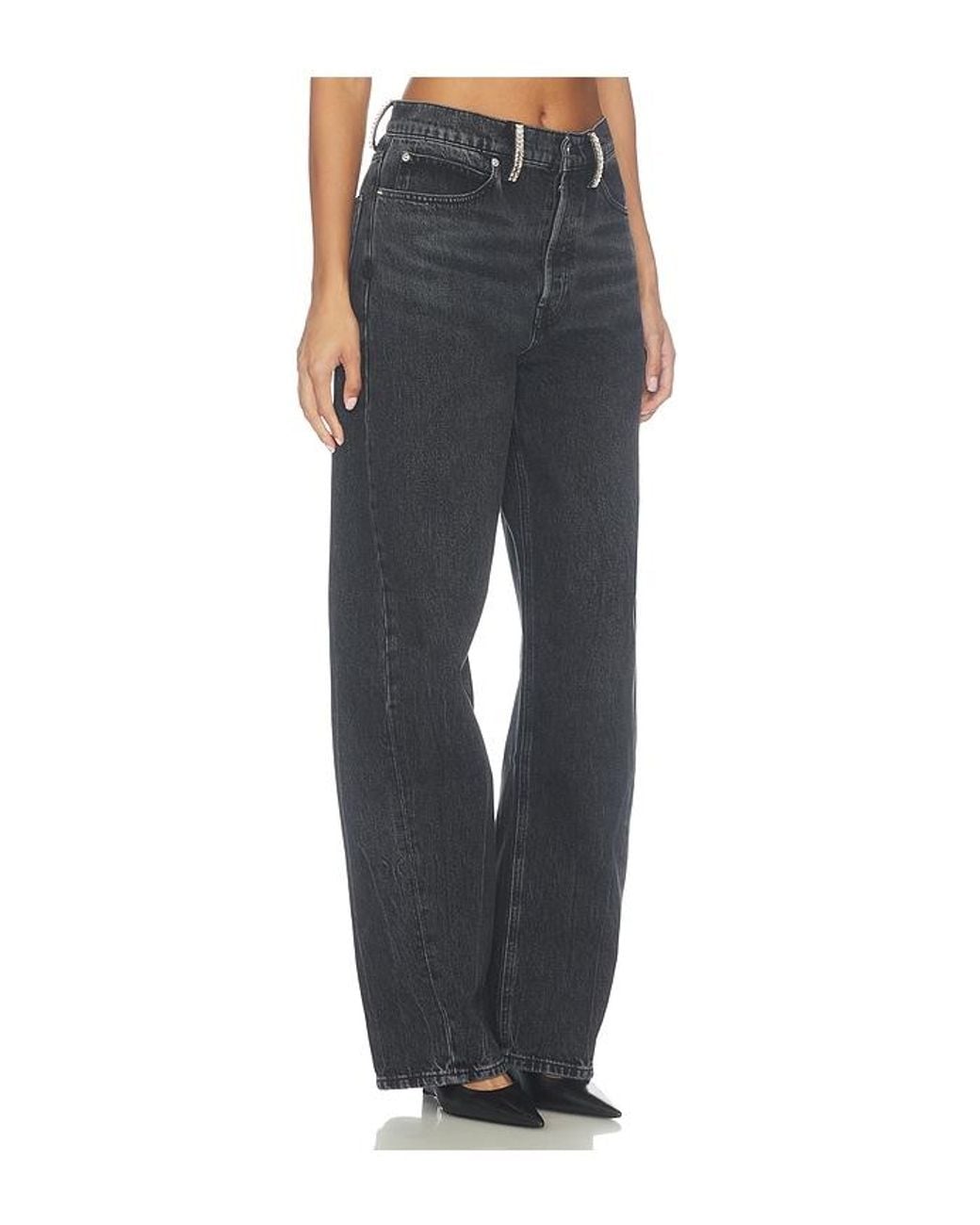 Alexander Wang Black Float Mid Rise Relaxed Jeans With Crystal Beltloops