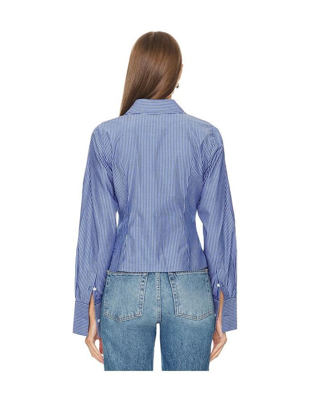 Helsa Blue Pinstripe Poplin Fitted Shirt