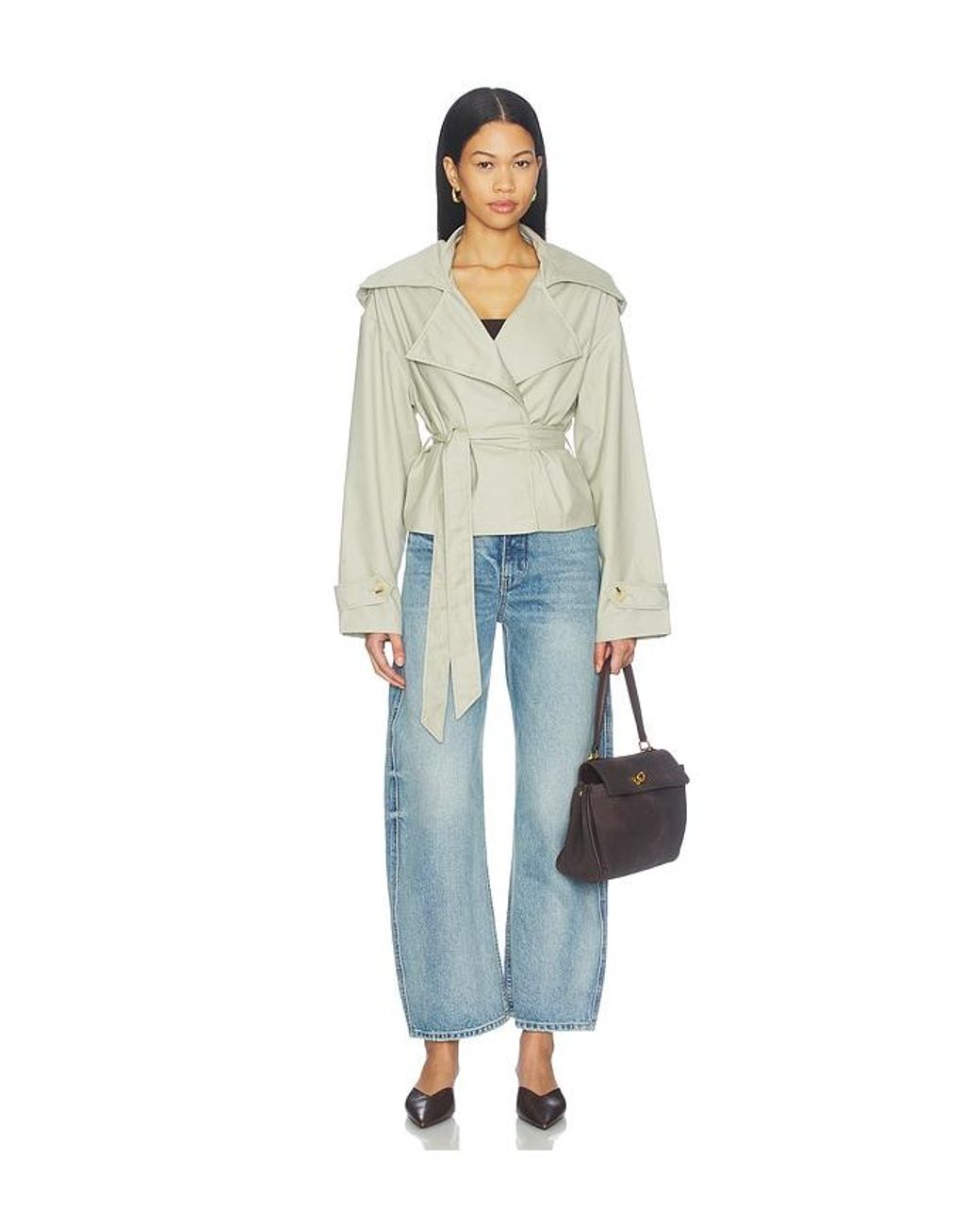 ALL THE WAYS Green Teyana Cropped Trench