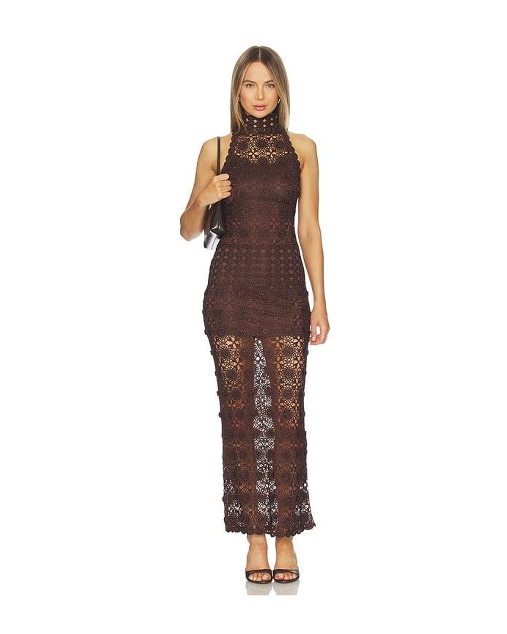 Bec & Bridge Brown Ania Halter Maxi Dress