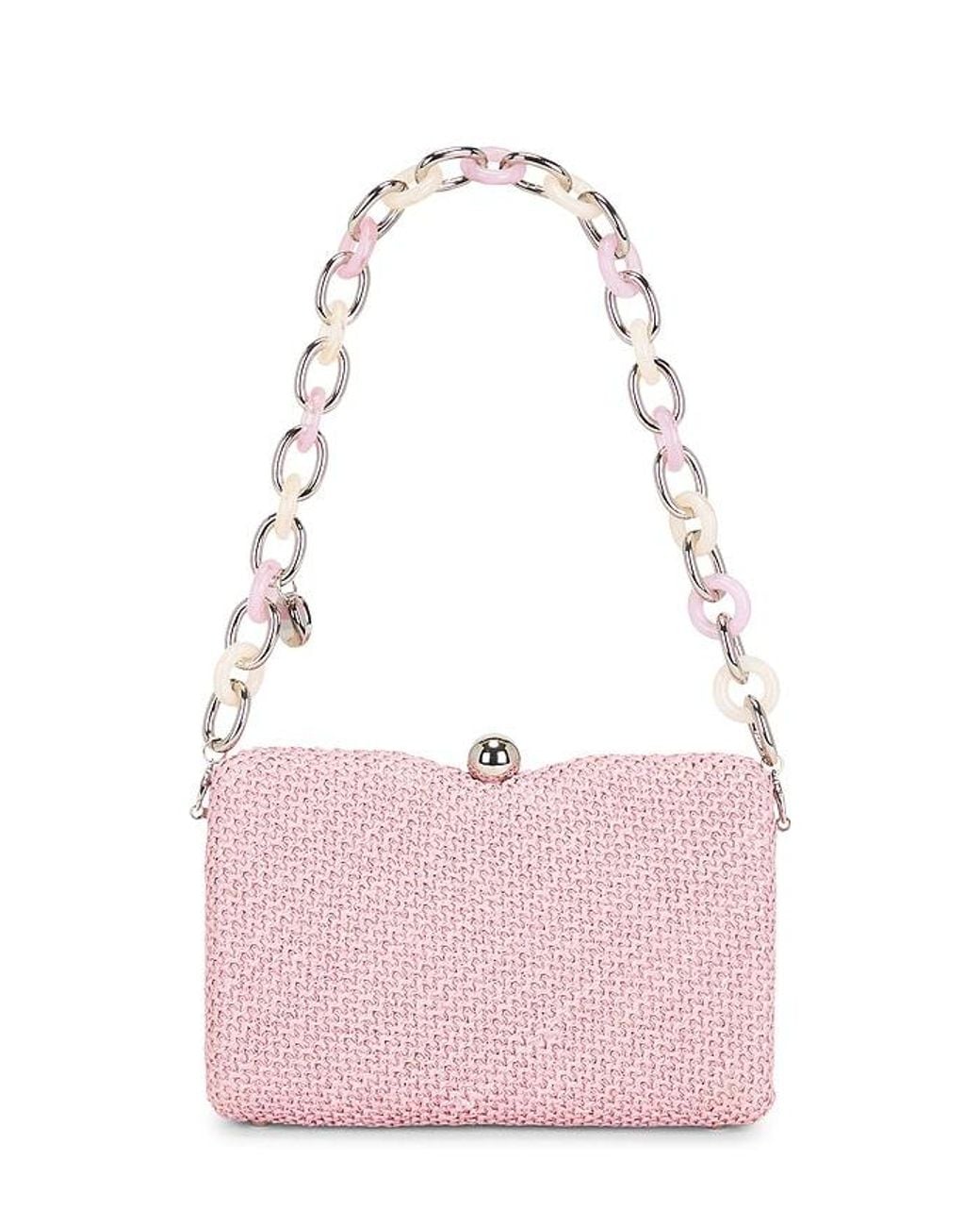 Olga Berg Pink Birdie Textural Top Handle Bag