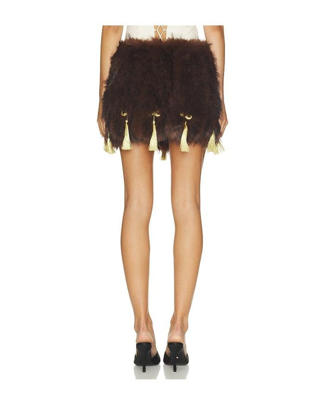 Kim Shui Black Elle Faux Fur Micro Mini Skirt