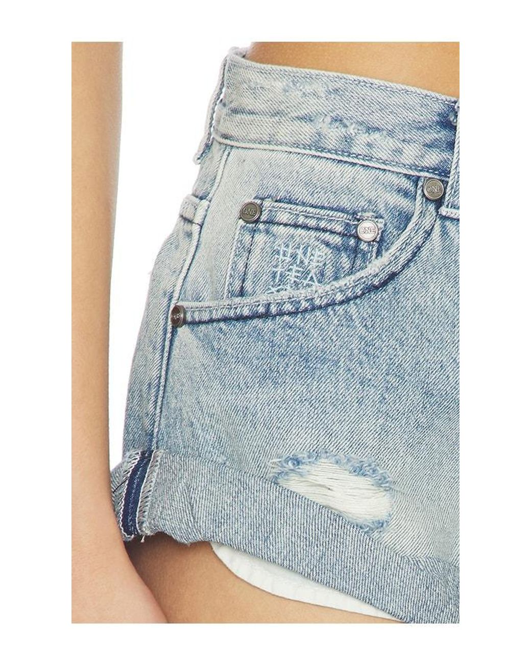 One Teaspoon Blue Messed Up Bandits Low Waist Denim Short