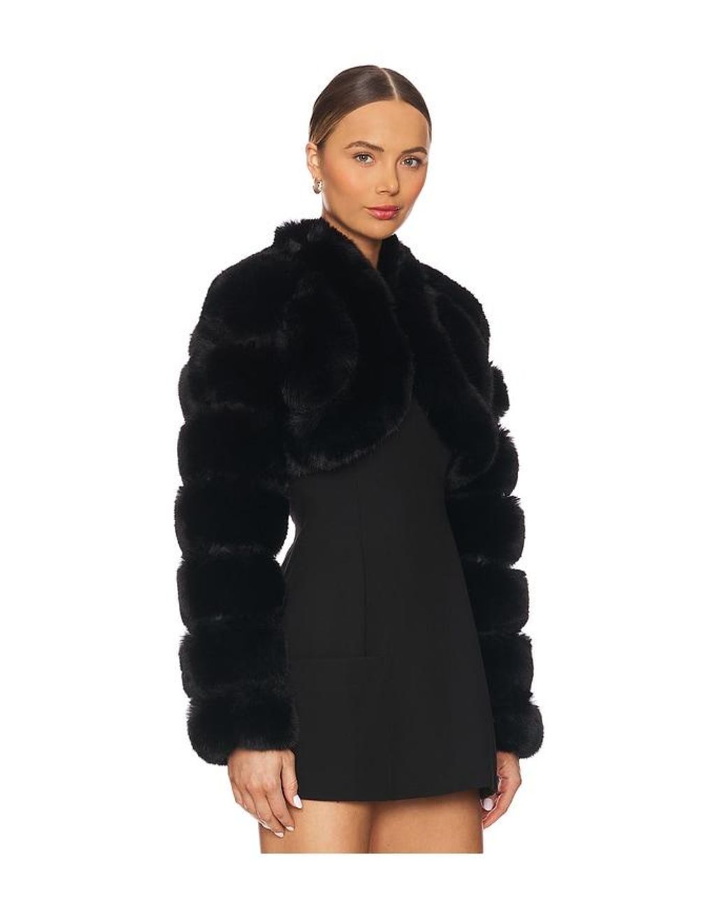 Adrienne Landau Black X Revolve Faux Fox Fur Short Jacket
