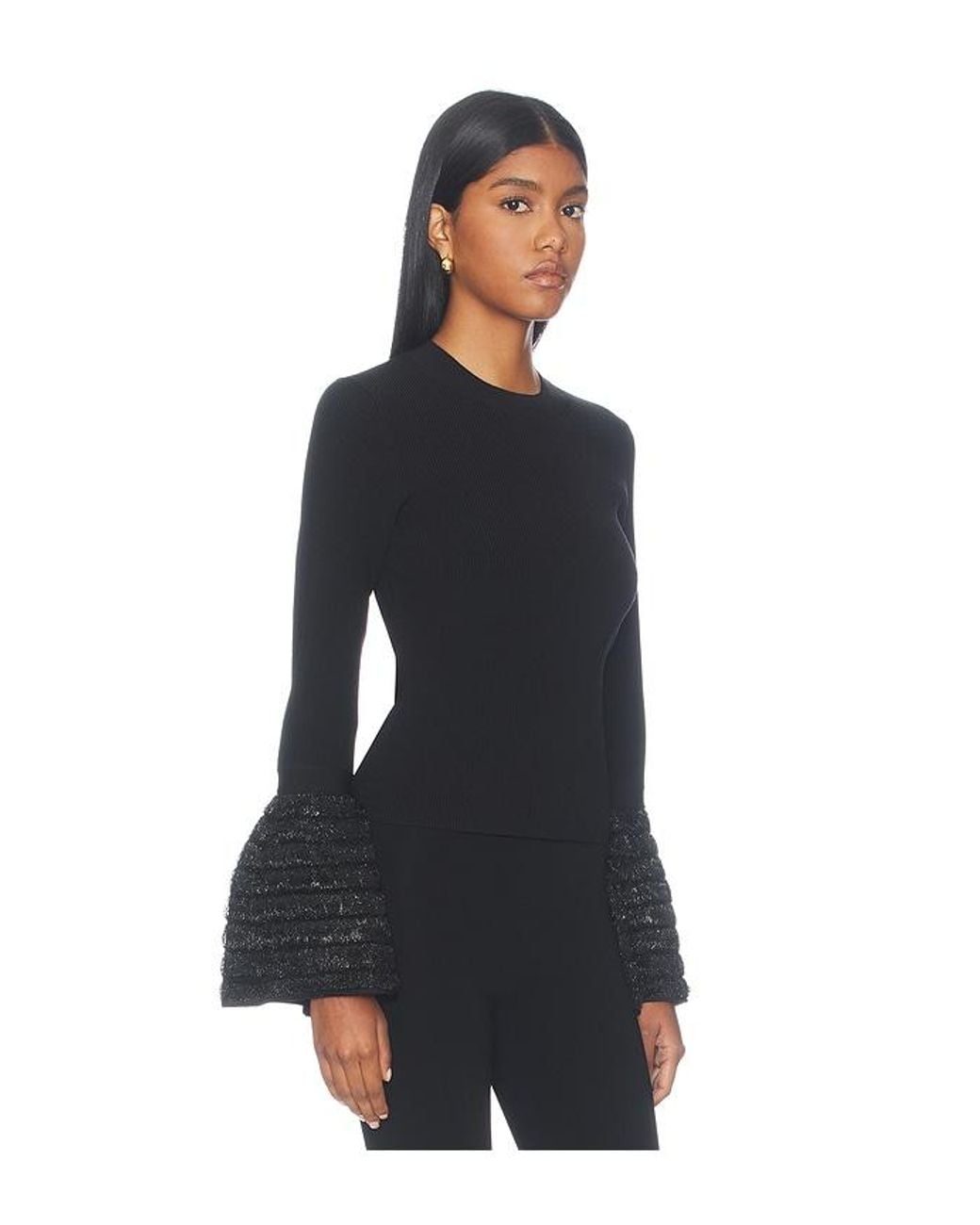 Jonathan Simkhai Black Maggie Long Sleeve Top