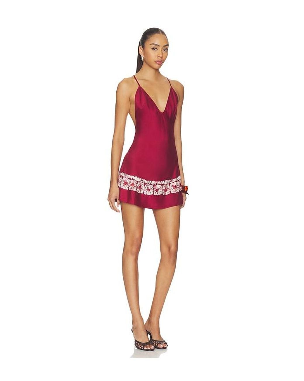Frankie's Bikinis Red Colette Silk Mini Dress