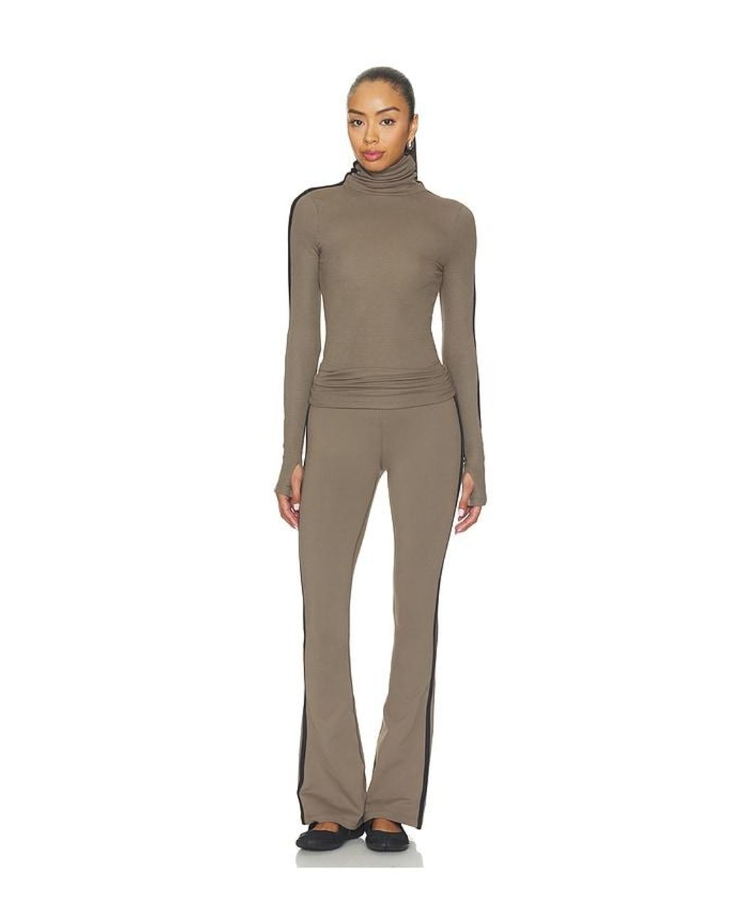 Splits59 Natural Jackson Rib Full Length Turtleneck Top