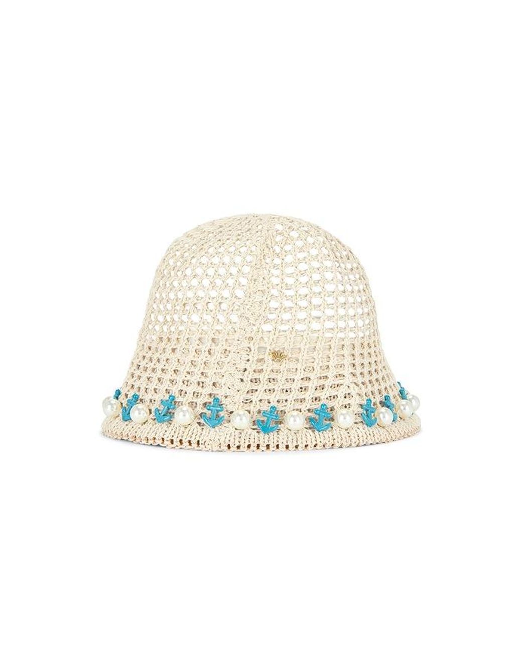 Lele Sadoughi Natural Maya Pearl Anchor Bucket Hat