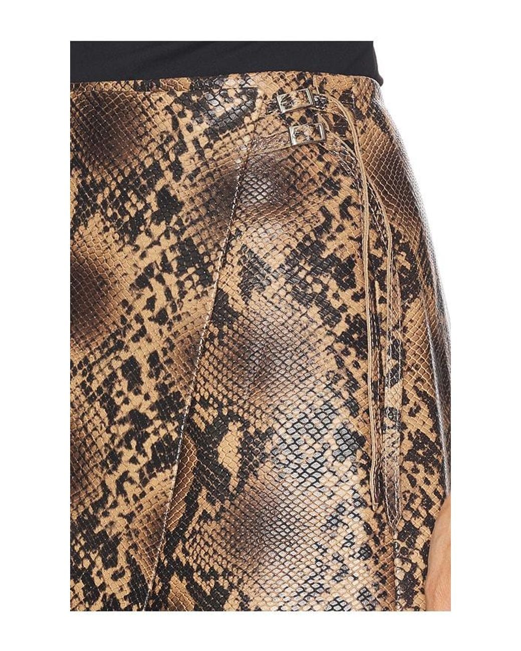 Vaillant Natural Apron-Style Leather Midi Wrap Skirt