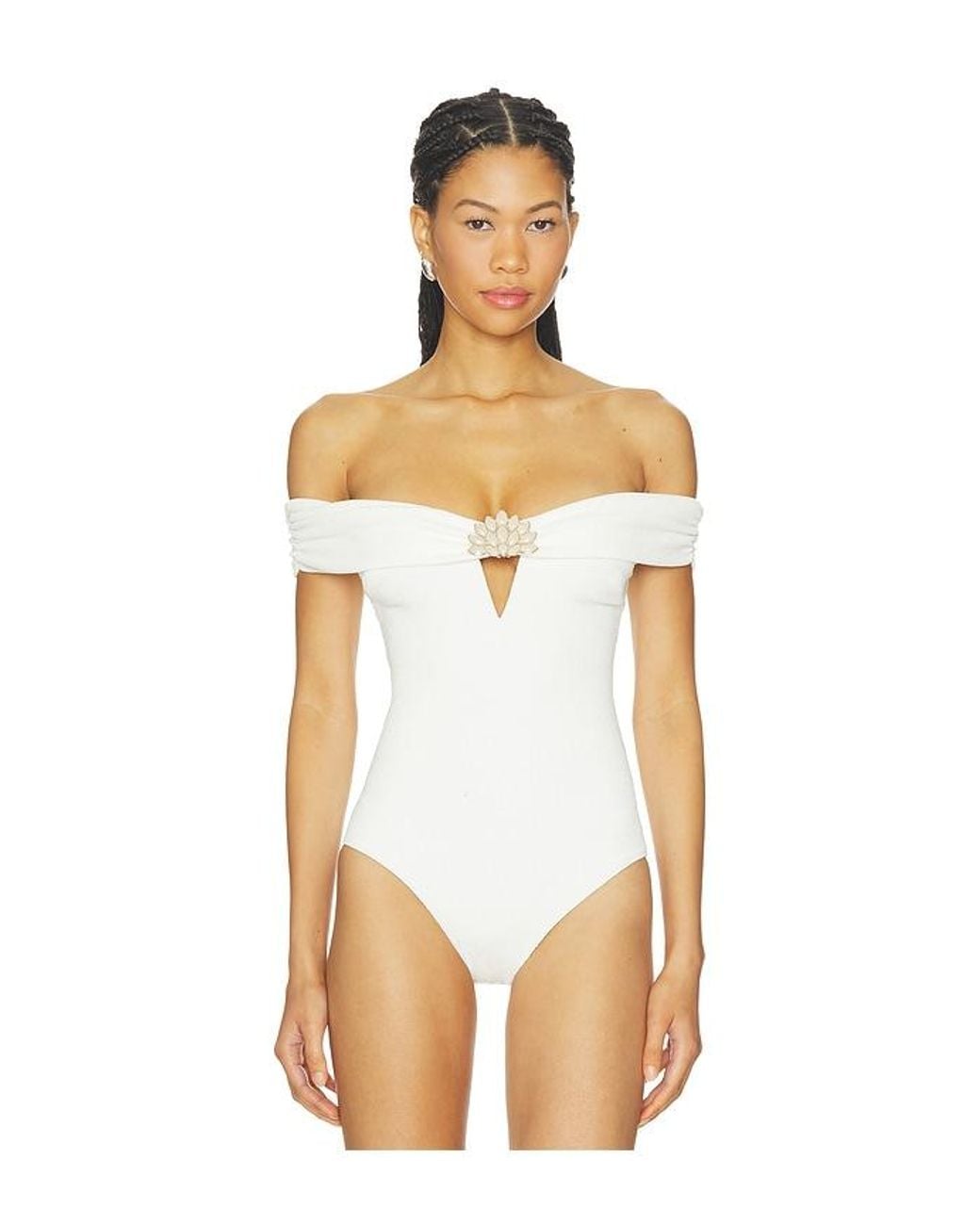 PATBO White Cora Knit Off Shoulder Bodysuit