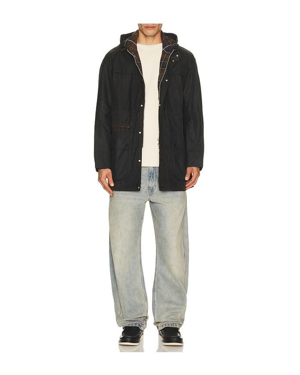 Barbour Black Icons Tartan Durham Wax Jacket for men