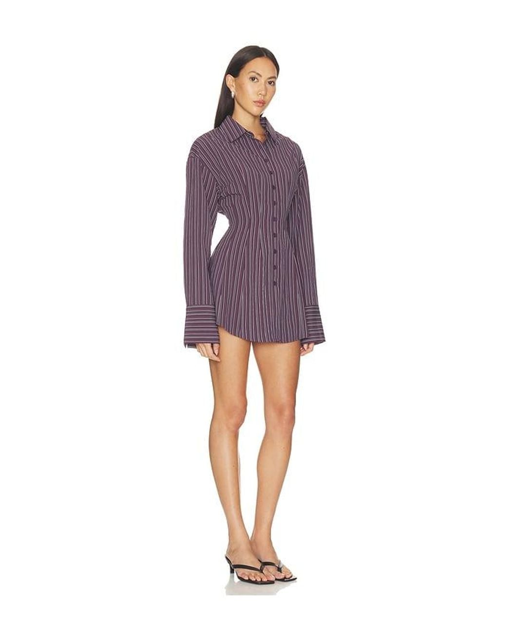 ALL THE WAYS Purple Charitie Button Up Mini Dress