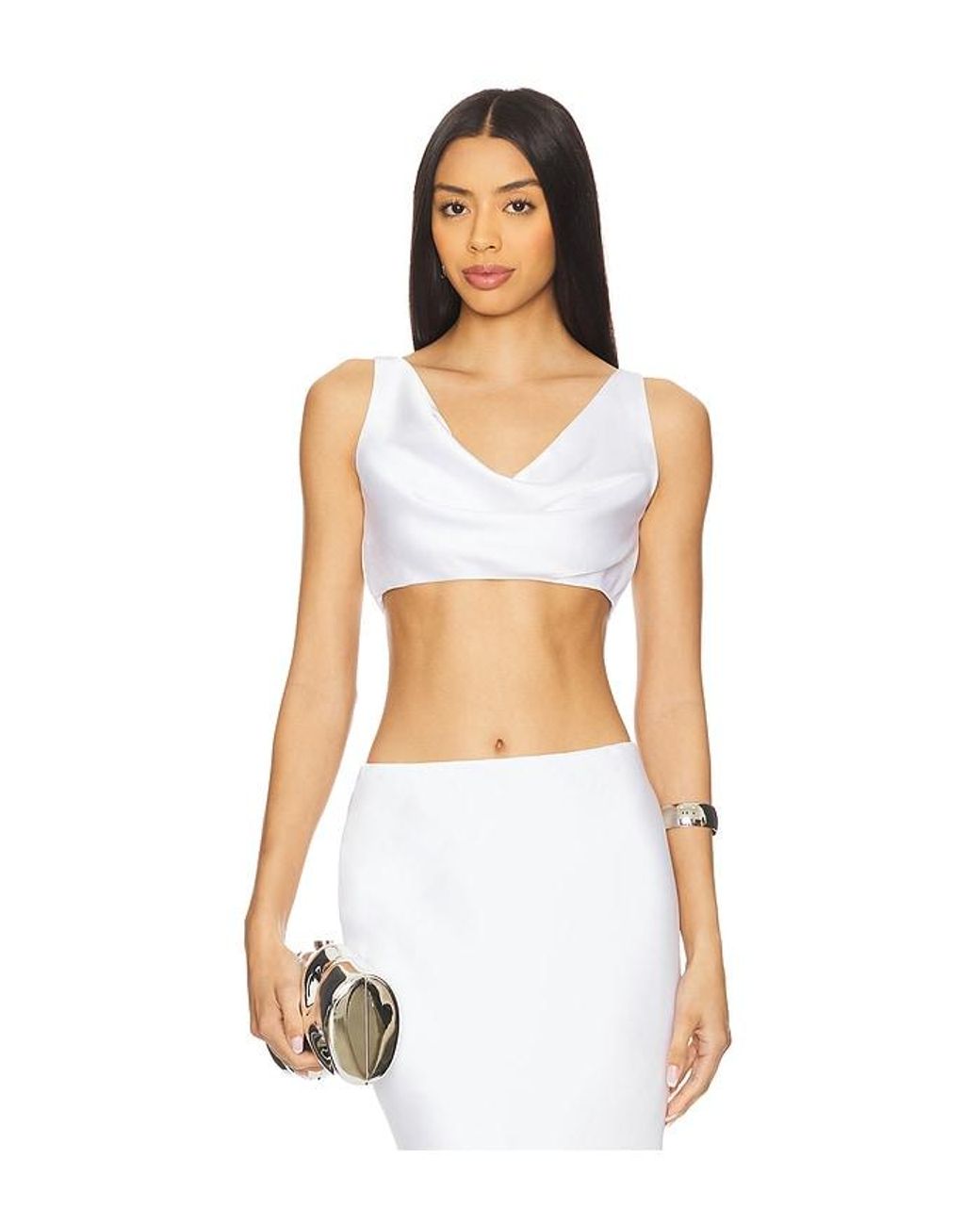Norma Kamali White Maria Cropped Top