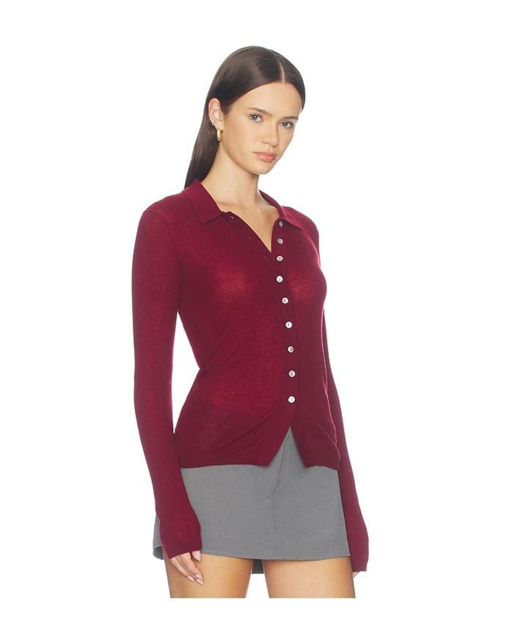 Pistola Red Korey Merino Blend Featherwight Rib Cardigan
